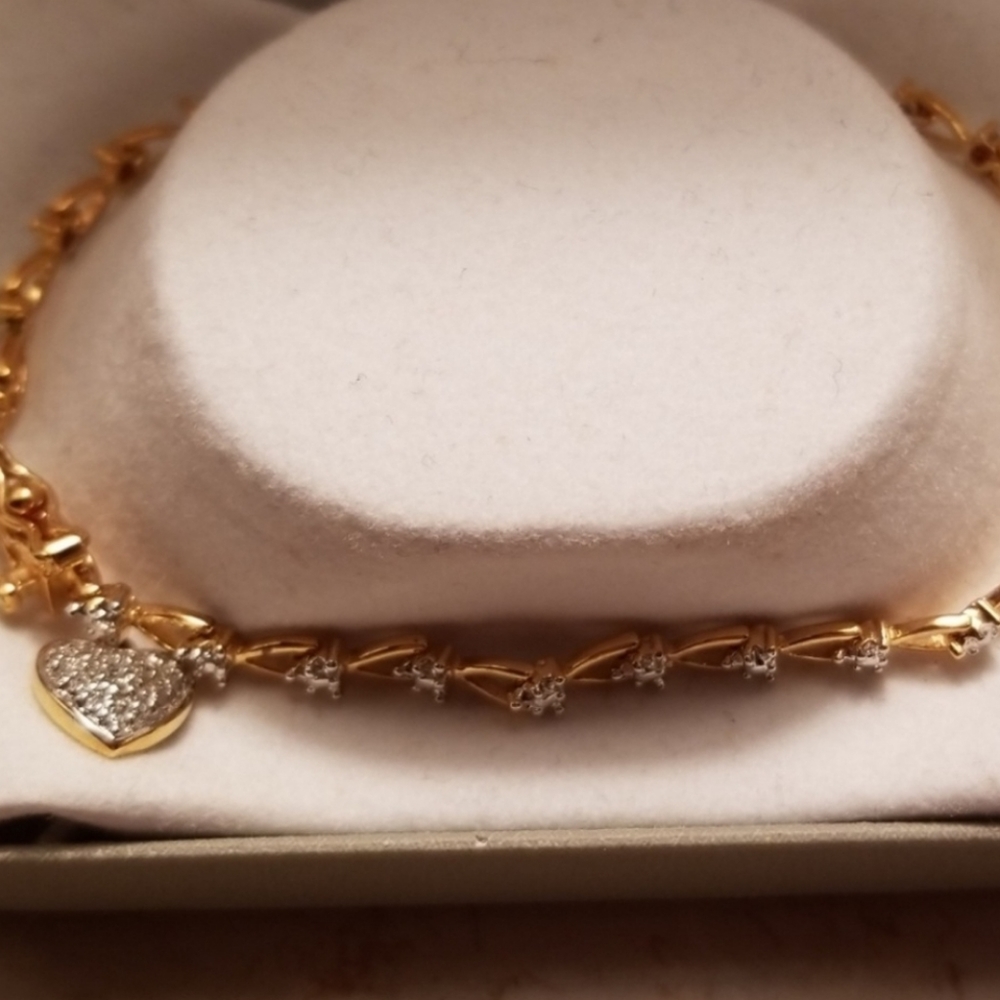 Gold overlay Sterling silver bracelet Diamond acct